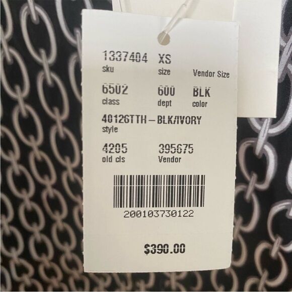 L'AGENCE Nina Black & White Chain Print Silk Blouse XS NWT $390.00 - Picture 8 of 9